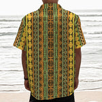 African Tribal Inspired Pattern Print Textured Short Sleeve Shirt