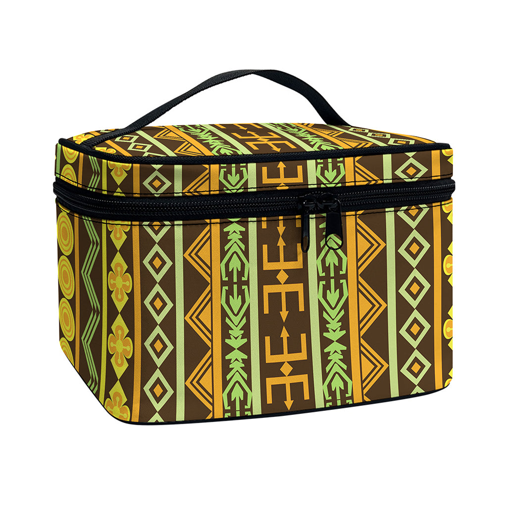 African Tribal Inspired Pattern Print Travel Makeup Bag