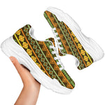 African Tribal Inspired Pattern Print White Chunky Shoes