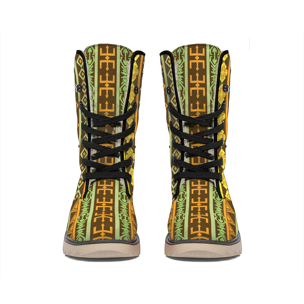 African Tribal Inspired Pattern Print Winter Boots