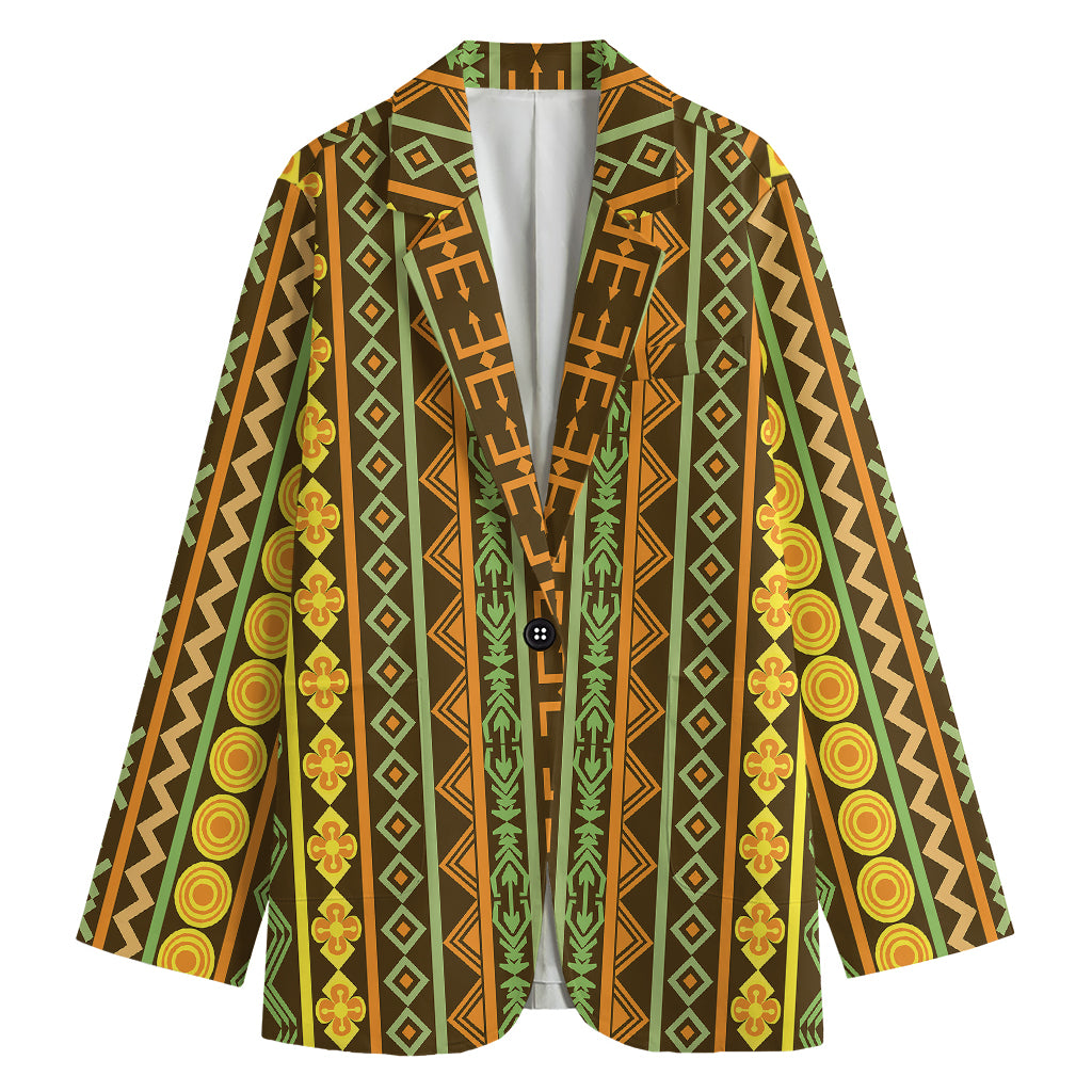 African Tribal Inspired Pattern Print Women's Blazer
