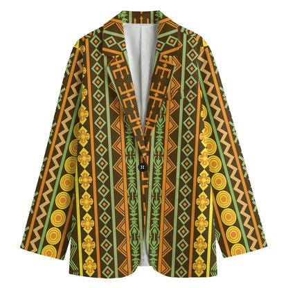 African Tribal Inspired Pattern Print Women's Blazer