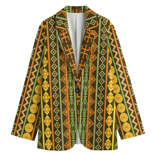 African Tribal Inspired Pattern Print Women's Blazer