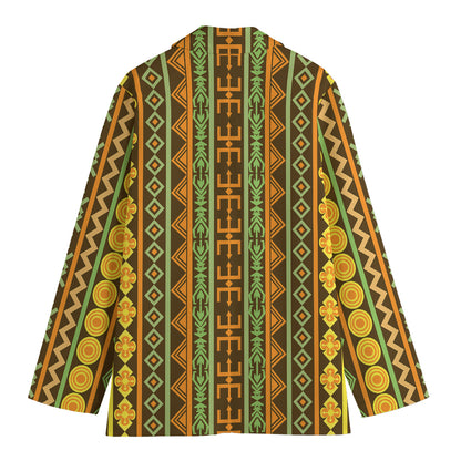 African Tribal Inspired Pattern Print Women's Blazer