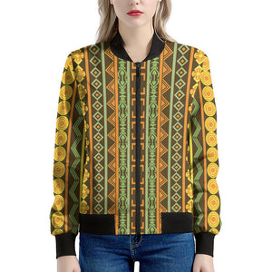 African Tribal Inspired Pattern Print Women's Bomber Jacket