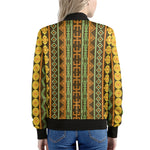 African Tribal Inspired Pattern Print Women's Bomber Jacket