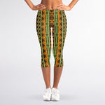 African Tribal Inspired Pattern Print Women's Capri Leggings