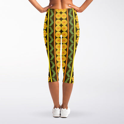 African Tribal Inspired Pattern Print Women's Capri Leggings