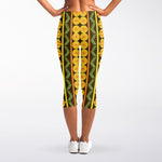 African Tribal Inspired Pattern Print Women's Capri Leggings