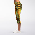African Tribal Inspired Pattern Print Women's Capri Leggings