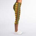 African Tribal Inspired Pattern Print Women's Capri Leggings