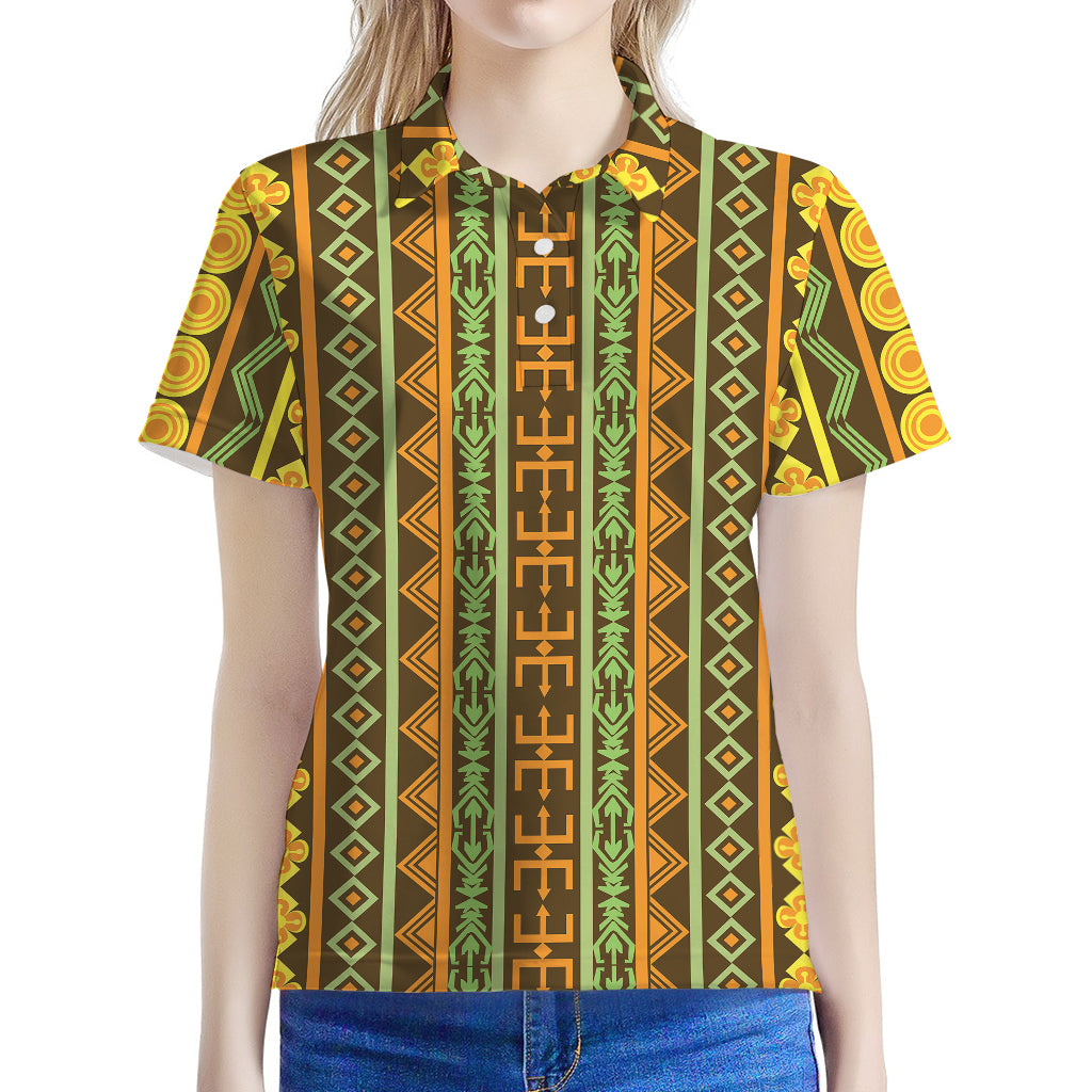 African Tribal Inspired Pattern Print Women's Polo Shirt