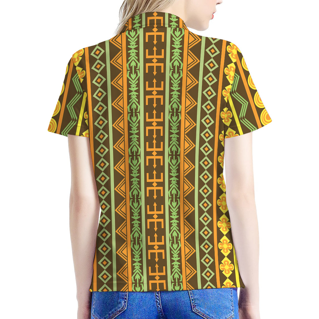 African Tribal Inspired Pattern Print Women's Polo Shirt
