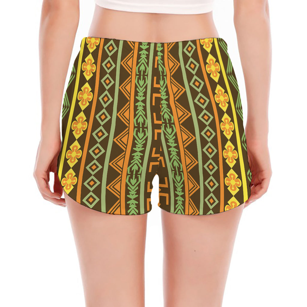 African Tribal Inspired Pattern Print Women's Split Running Shorts