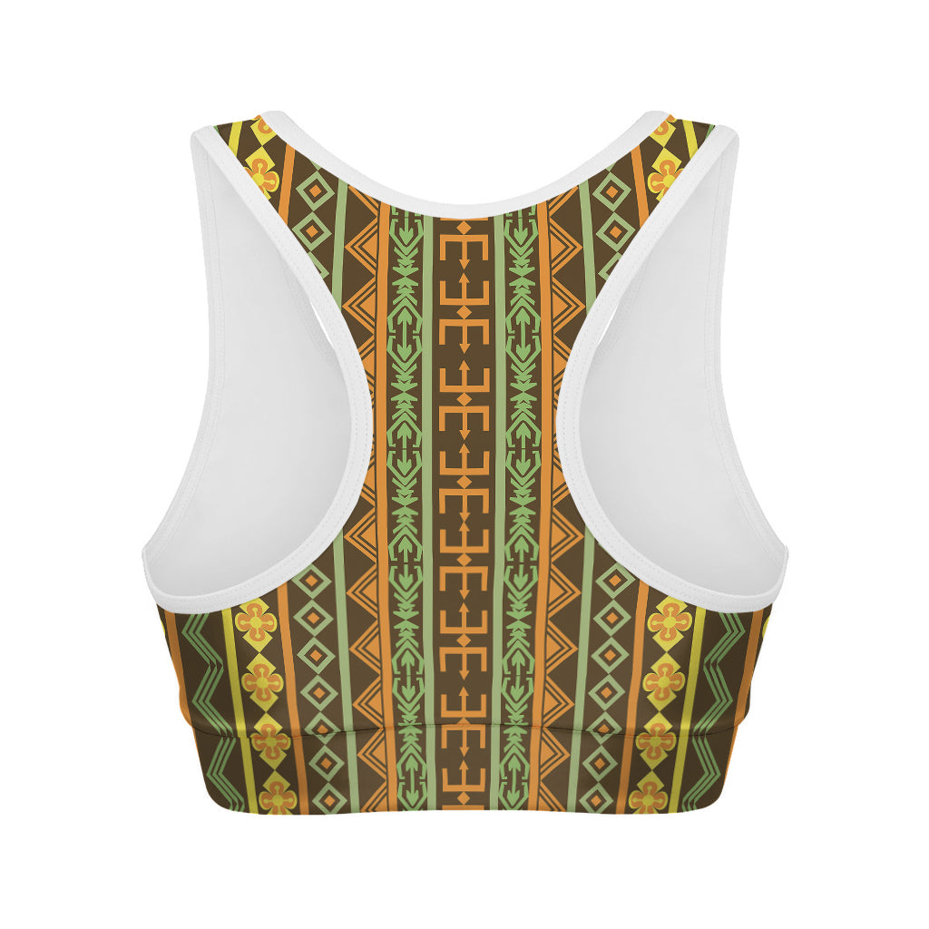 African Tribal Inspired Pattern Print Women's Sports Bra