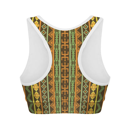 African Tribal Inspired Pattern Print Women's Sports Bra