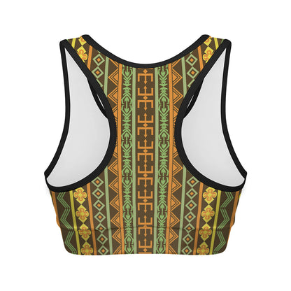 African Tribal Inspired Pattern Print Women's Sports Bra