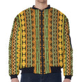 African Tribal Inspired Pattern Print Zip Sleeve Bomber Jacket