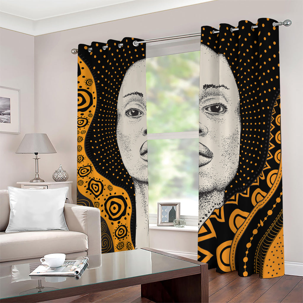 African Woman Print Blackout Grommet Curtains