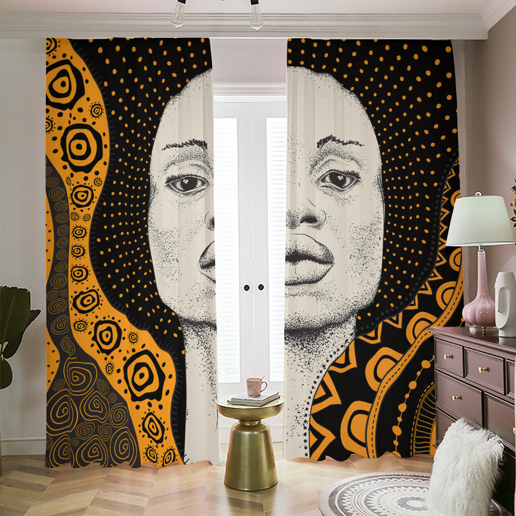 African Woman Print Blackout Pencil Pleat Curtains