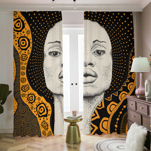 African Woman Print Blackout Pencil Pleat Curtains