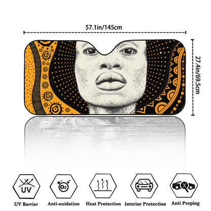 African Woman Print Car Windshield Sun Shade