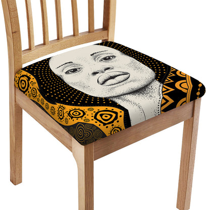 African Woman Print Chair Cushion Cover
