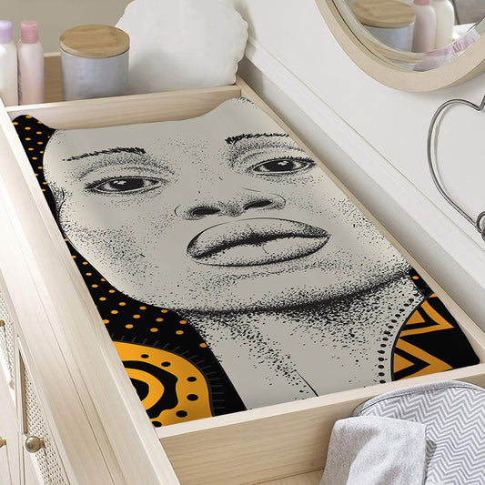 African Woman Print Changing Pad Cover