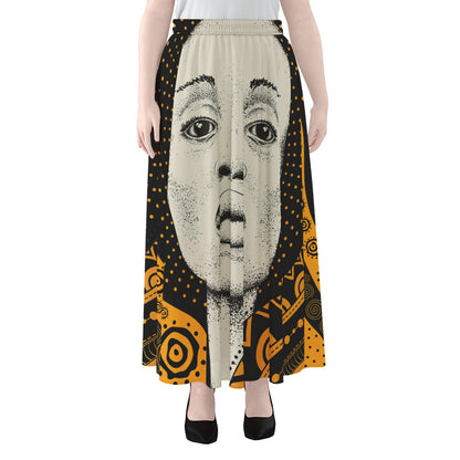 African Woman Print Chiffon Maxi Skirt
