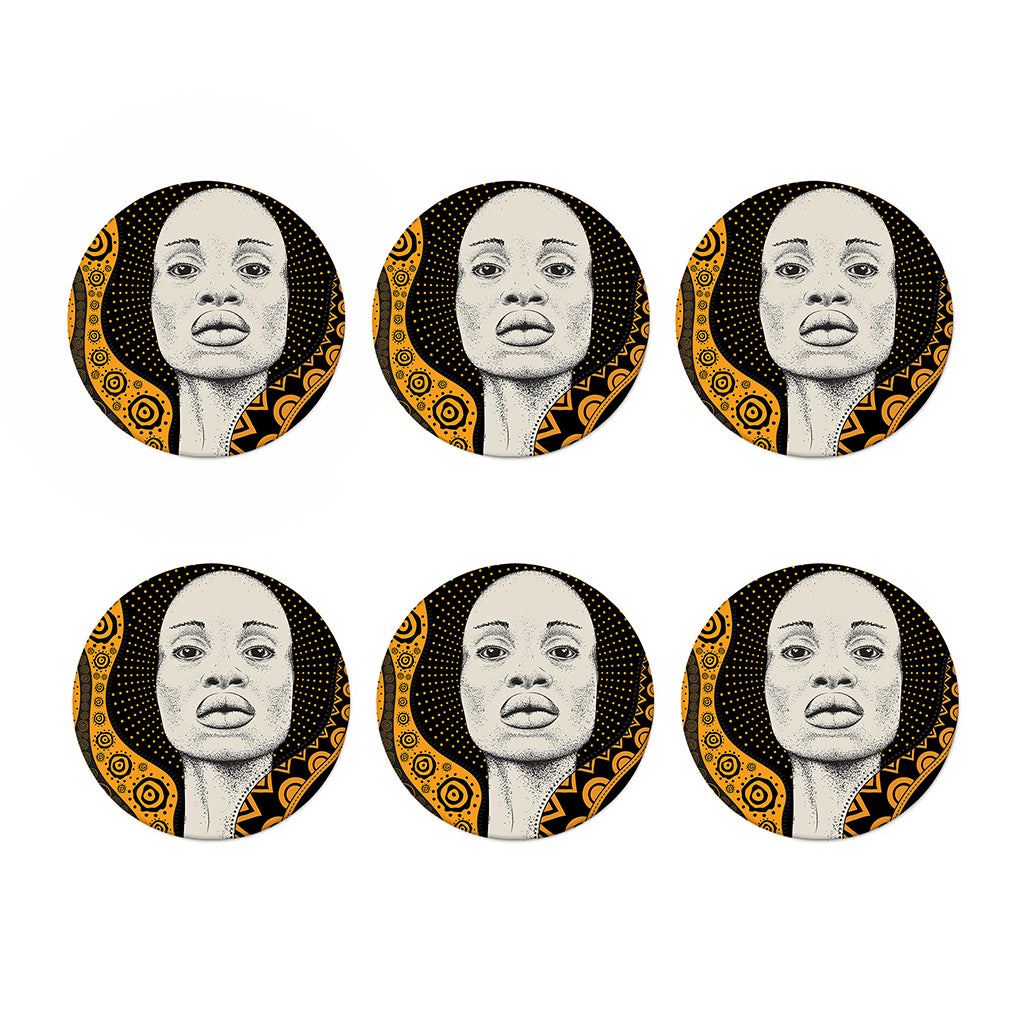 African Woman Print Coaster Set
