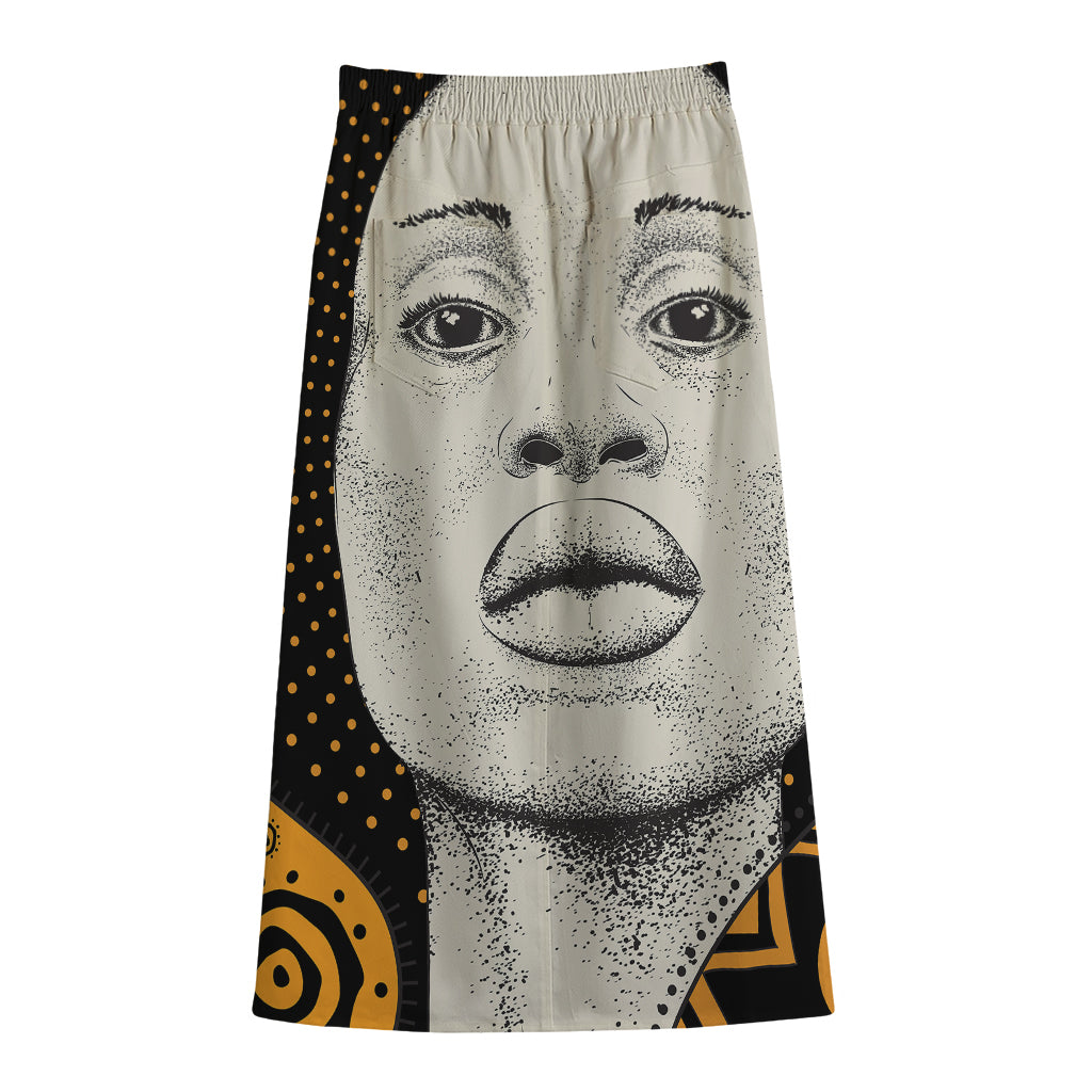 African Woman Print Cotton Front Slit Maxi Skirt