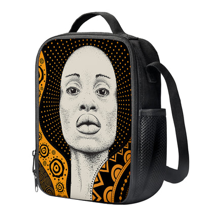 African Woman Print Crossbody Lunch Bag