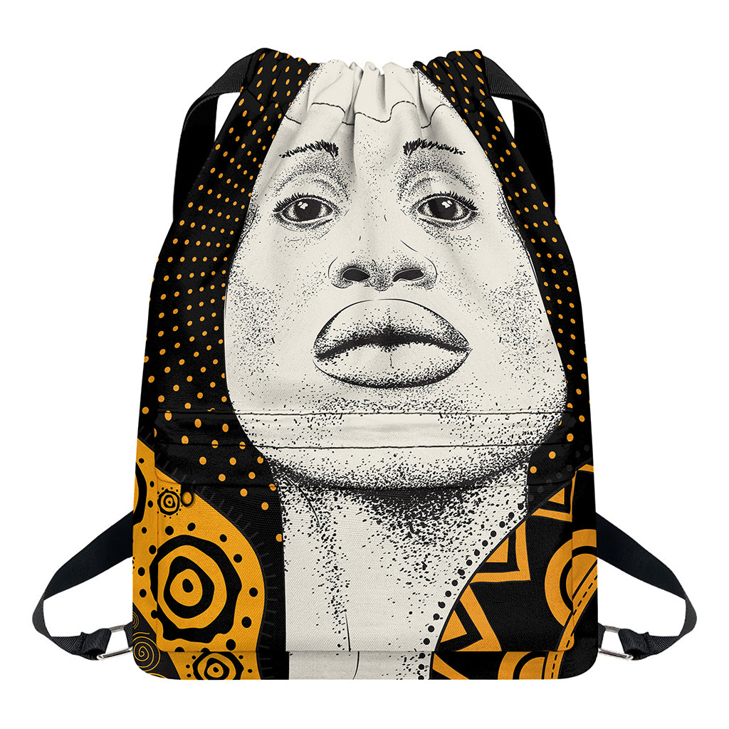 African Woman Print Drawstring Backpack