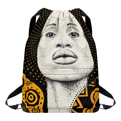 African Woman Print Drawstring Backpack