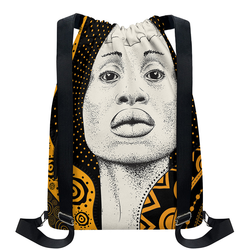 African Woman Print Drawstring Backpack