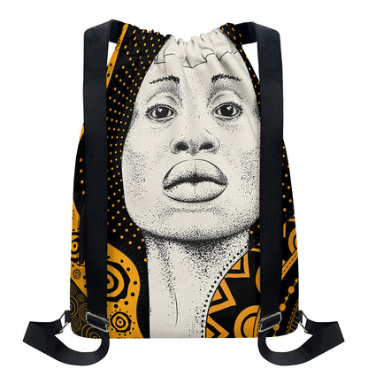 African Woman Print Drawstring Backpack