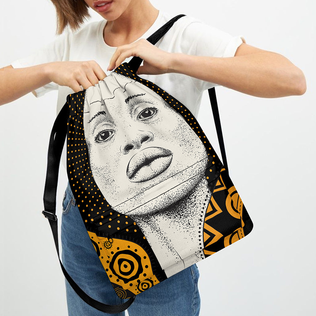 African Woman Print Drawstring Backpack