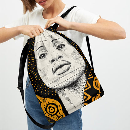 African Woman Print Drawstring Backpack