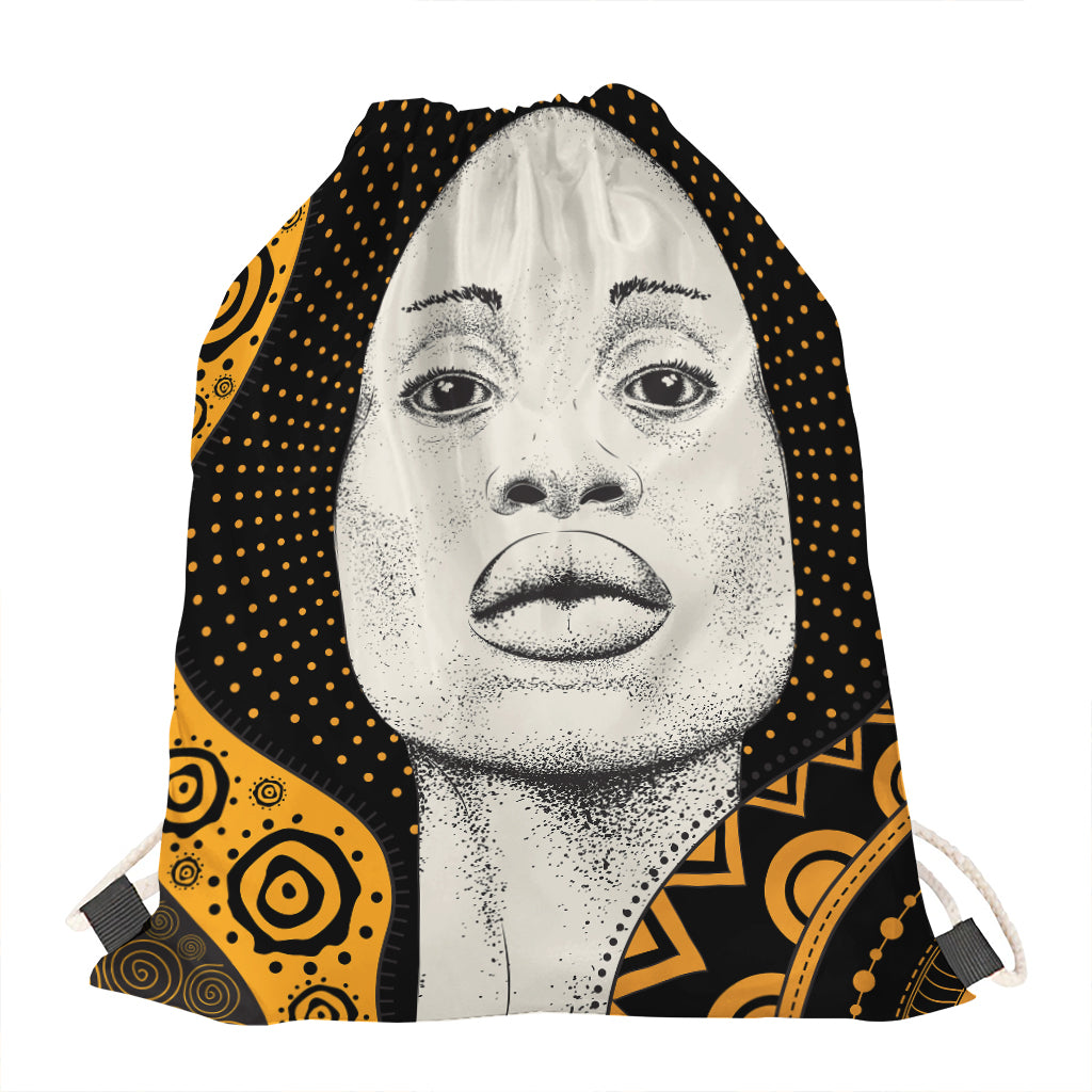 African Woman Print Drawstring Bag