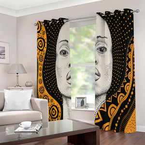 African Woman Print Extra Wide Grommet Curtains