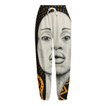 African Woman Print Fleece Lined Knit Pants