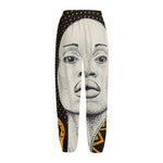 African Woman Print Fleece Lined Knit Pants