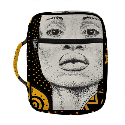 African Woman Print Front Pocket Bible Bag