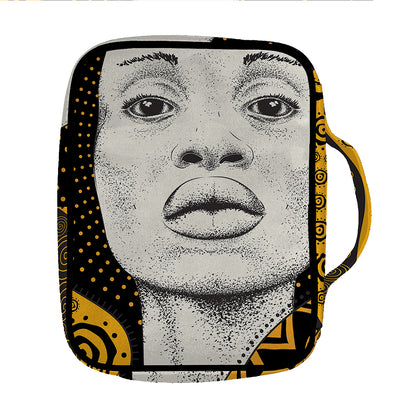 African Woman Print Front Pocket Bible Bag