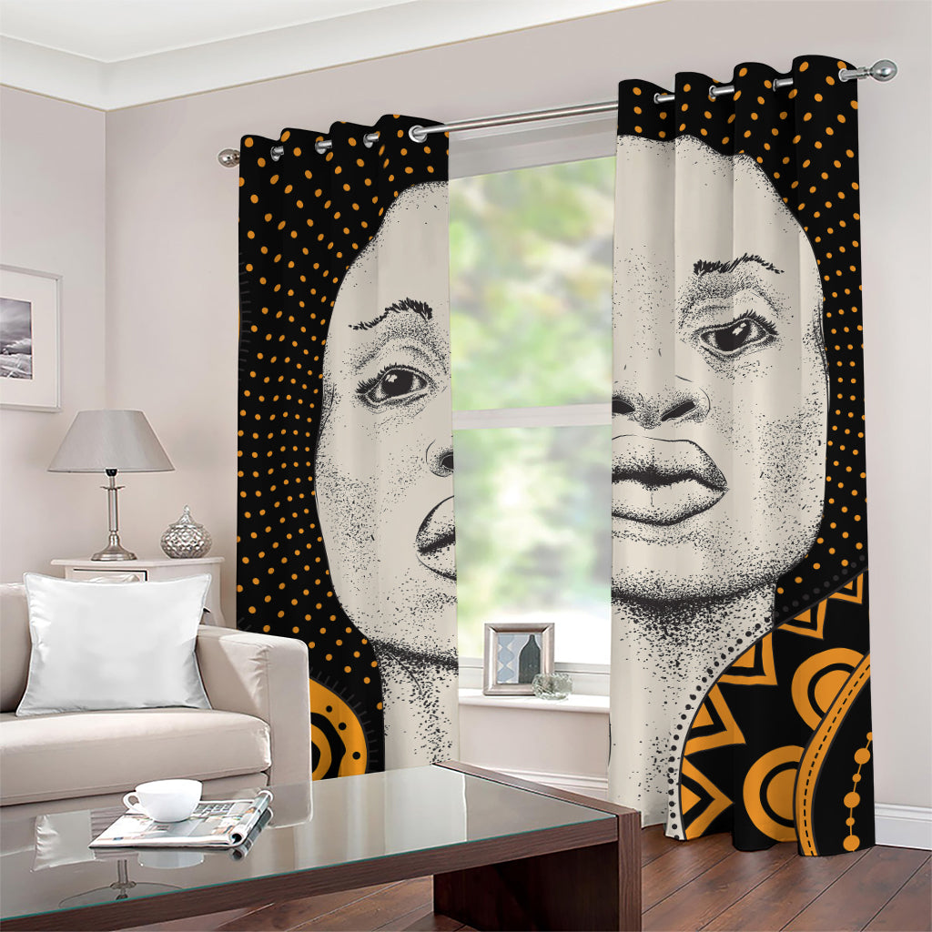 African Woman Print Grommet Curtains