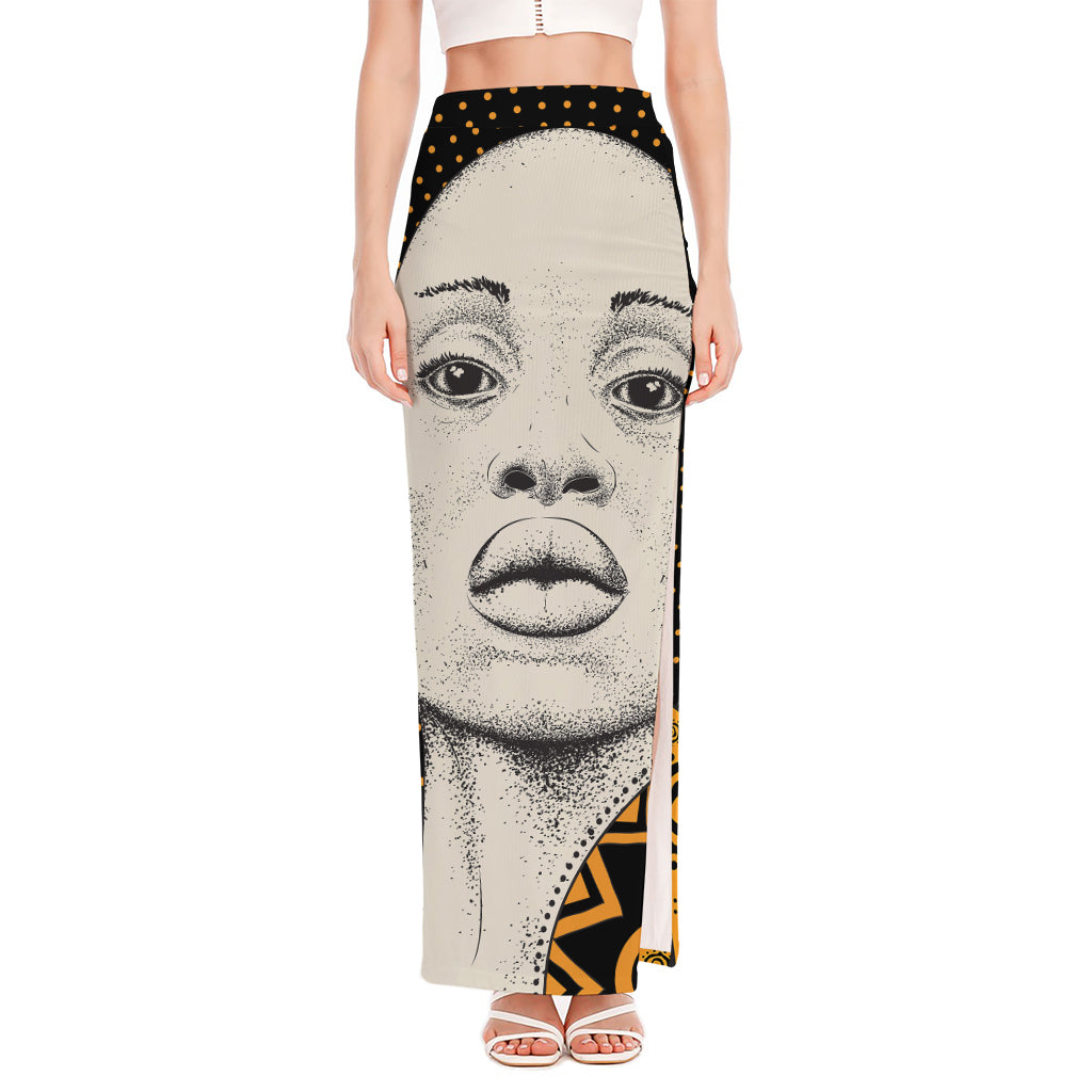 African Woman Print High Slit Maxi Skirt