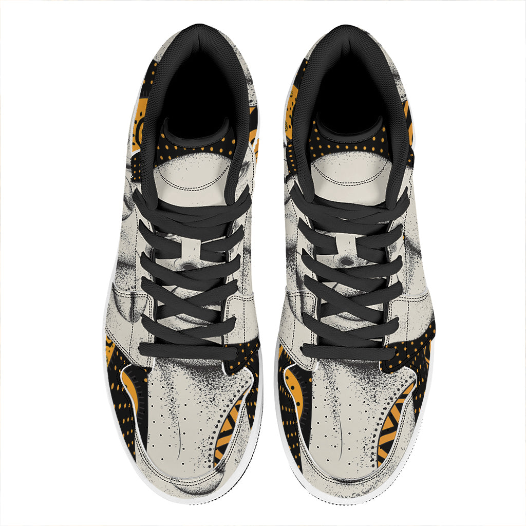 African Woman Print High Top Leather Sneakers