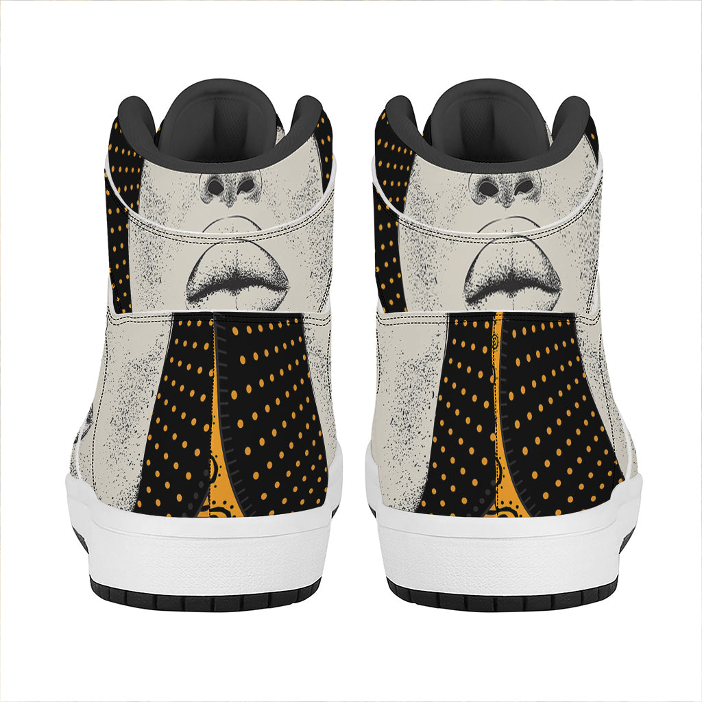 African Woman Print High Top Leather Sneakers