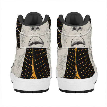 African Woman Print High Top Leather Sneakers