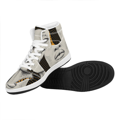 African Woman Print High Top Leather Sneakers